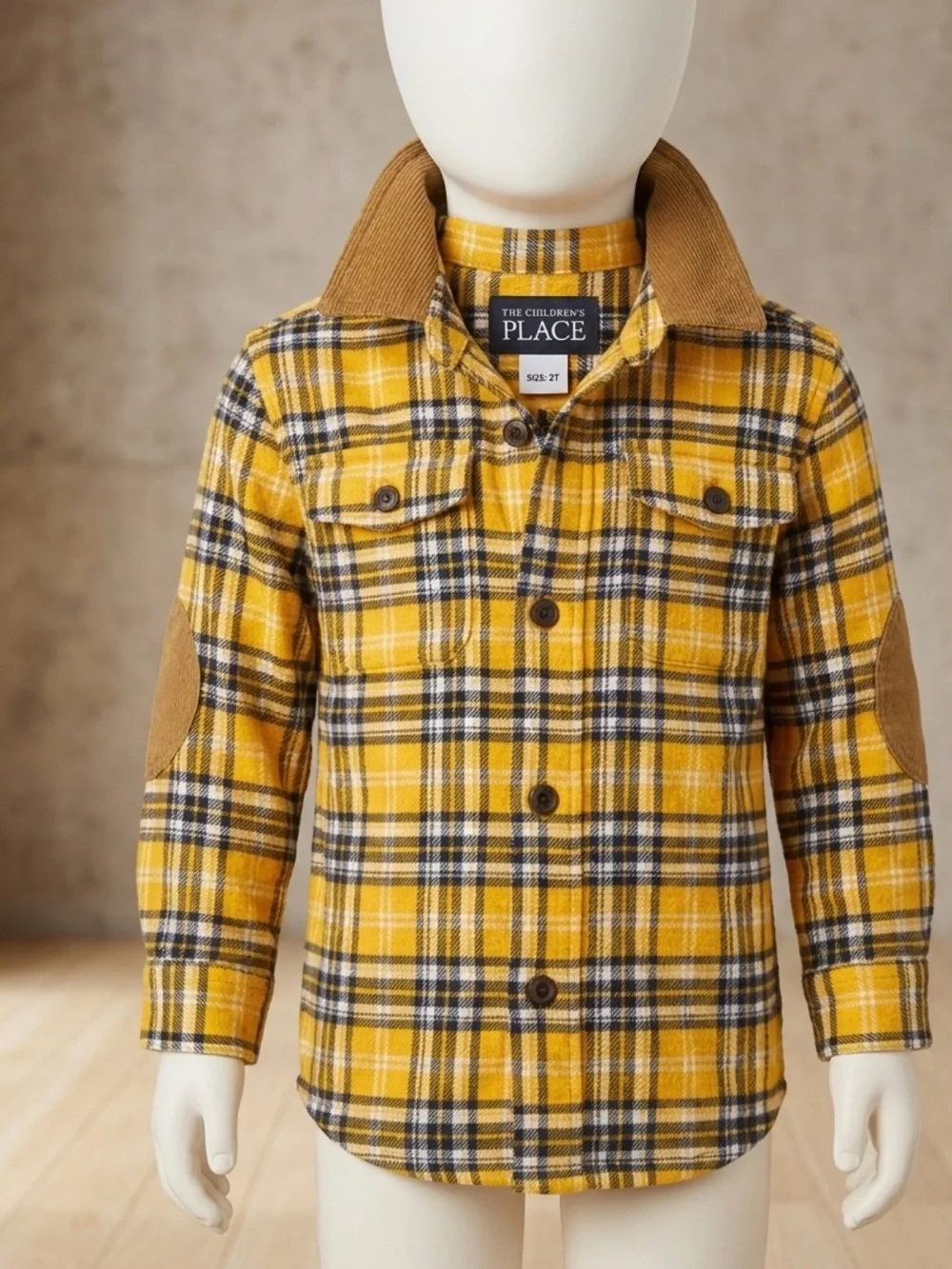 The Children's Place Yellow Plaid Button-Up shirt flannel